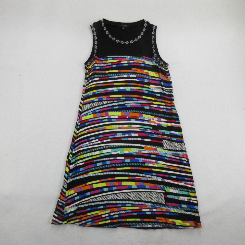 Spense Women's Tank Tunic Top Size L Sleeveless Geometric Multicolor Stretch